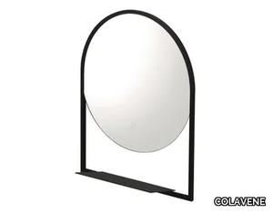 Round mirror - Wall-mounted metal mirror with integrated lighting _ COLAVENE