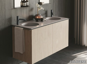 REGOLO - Double wall-mounted chipboard vanity unit with integrated washbasin _ COLAVENE