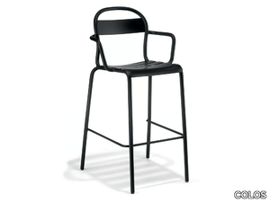 STECCA 6 - Stackable high plate stool with armrests _ COLOS