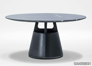 UNITY - Round table with marble top and eco leather base _ CAMERICH