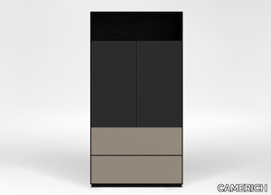 CONTENT - Freestanding wooden bookcase with drawers and glass doors _ CAMERICH