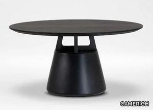 UNITY - Round table with walnut top and eco leather base _ CAMERICH