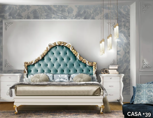 PUCCINI - Upholstered wooden bed with tufted headboard _ CASA +39