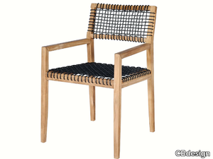 VIENNA DINING - Rope and teak garden chair with armrests _ CBdesign