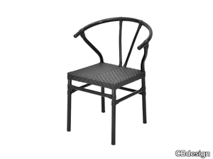 WISHBONE - Aluminium garden chair with footrest _ CBdesign