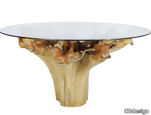 ROOT - Round wood and glass garden table _ CBdesign