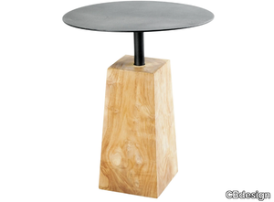 PIRAMID - Round iron and teak garden side table _ CBdesign