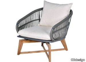 ARMONY - Aluminium and wood garden armchair with armrests _ CBdesign