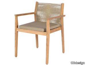 PRIMULA - Teak and synthetic fiber chair with armrests with integrated cushion _ CBdesign