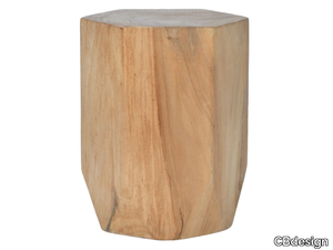 BREAKE - Low stool / hexagonal Suar wood garden side table _ CBdesign