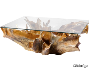 ROOT - Round wood and glass garden side table _ CBdesign