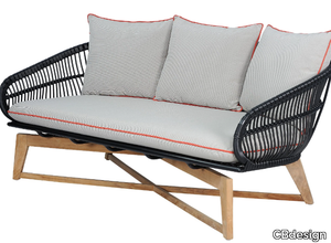 ARMONY - 2 seater aluminium and wood garden sofa with removable cover _ CBdesign