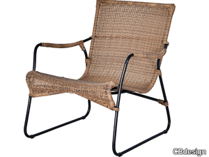 DAKAR - Sled base synthetic fibre garden armchair with armrests _ CBdesign