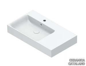 PREMIUM 80 - Wall-mounted rectangular washbasin with overflow _ CERAMICA CATALANO