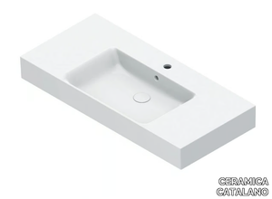 PREMIUM 100 - Rectangular washbasin with overflow with integrated countertop _ CERAMICA CATALANO