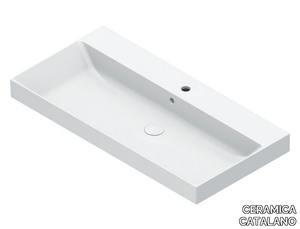 ZERO 100 - Single rectangular washbasin with integrated countertop _ CERAMICA CATALANO