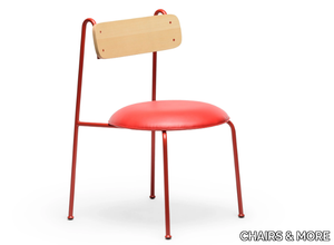 LENA S - Painted metal chair with eco-leather integrated cushion _ CHAIRS & MORE