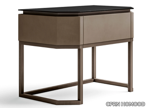 STARLIGHT - Rectangular leather, glass and metal bedside table _ CPRN HOMOOD