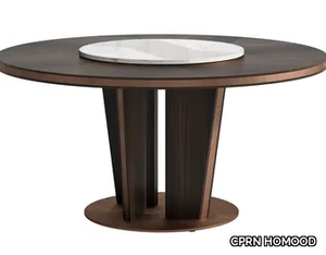 SESTO SENSO - Round marble and wood veneer table _ CPRN HOMOOD