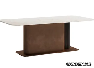 SESTO SENSO - Rectangular marble and wood veneer table _ CPRN HOMOOD