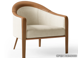 STARLIGHT - Tanned leather and fabric armchair with armrests _ CPRN HOMOOD