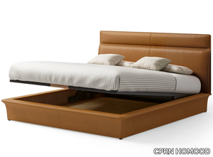 STARLIGHT - Tanned leather storage bed with upholstered headboard _ CPRN HOMOOD