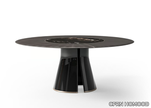 TALOS R - Round wooden and marble table with Lazy Susan _ CPRN HOMOOD