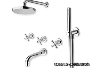 EXCLUSIVE CRIEV113 - Wall-mounted bathtub tap with hand shower with overhead shower _ CRISTINA Rubinetterie