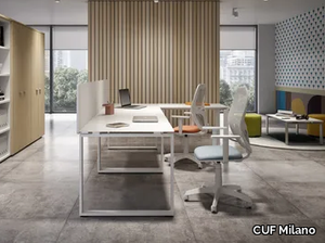 RING - L-shaped sectional office desk with desk screens _ CUF Milano