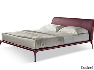 ISEO 24 - Leather double bed with upholstered headboard _ Cantori