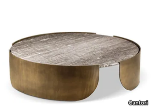 ATENAE - Round metal and marble garden side table _ Cantori