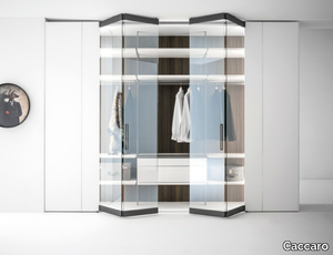 CORE - Wood and glass wardrobe with folding doors _ Caccaro