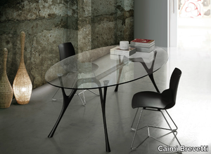 PEGASO - Oval glass and steel table _ Caimi Brevetti