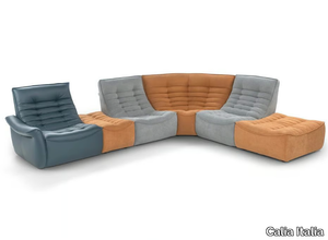 FOX TROT RELAX - Recliner sectional leather and fabric sofa _ Calia Italia