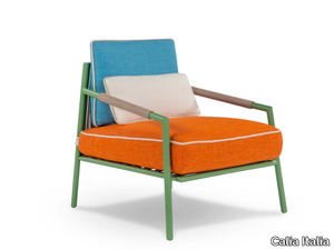 NORMAN - Fabric garden armchair with removable cover with armrests _ Calia Italia