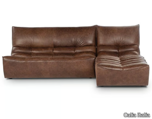 ZIP - Sectional leather sofa with chaise longue _ Calia Italia