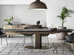 CAMEO - Extending oval table with marble effect top _ Calligaris