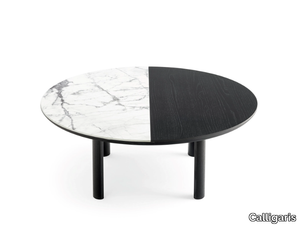 BAM - Round wood veneer and ceramic coffee table _ Calligaris