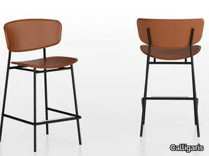 FIFTIES - Tanned leather stool with footrest _ Calligaris