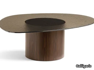 MUSHROOM - Low wood and glass coffee table _ Calligaris