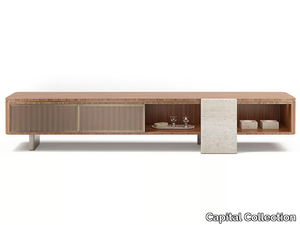 AURELIA - Low wood and glass TV cabinet with drawers _ Capital Collection