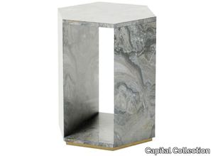 DEDALO - Hexagonal marble high side table _ Capital Collection