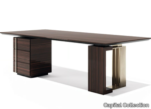 TYCOON L - Rectangular wooden writing desk with drawers _ Capital Collection