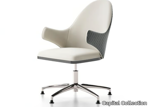 DIVA L - Leather office chair with armrests with 5-Spoke base _ Capital Collection