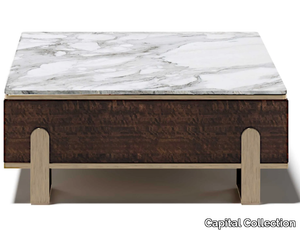 GRAND-R - Low wooden and marble coffee table _ Capital Collection