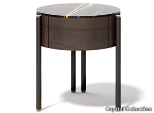 MAYFAIR - Round wooden and marble bedside table _ Capital Collection