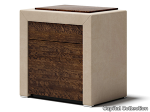 MILES - Rectangular wooden and leather bedside table _ Capital Collection