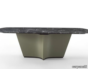 SAIL - Living room table with marble top and leather base _ carpanelli