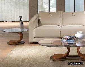 MISTRAL - Round wood and glass coffee table _ carpanelli