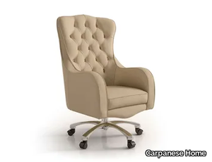 5143 - Height-adjustable leather executive chair with 5-spoke base _ Carpanese Home